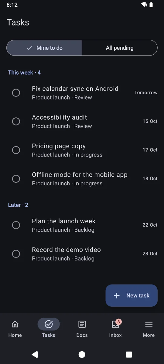 Tasks